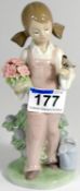 Lladro figures Girl with bird & flowers , height 20cm