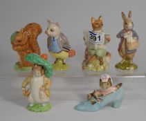 A collection of Royal Albert Beatrix Potter figures to include Foxy reading, Piggling bland,