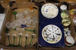 A collection of pottery & glassware including set Wedgwood Kew Garden flowers plates, miniature