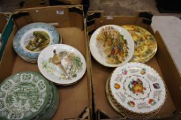 A collection of plates to include ironstoneware, scenes etc (2 trays)