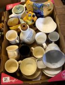 A collection of various pottery to include a Dudson part tea set, a German signed art vase, figures,