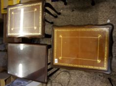 3 reproduction nest of 3 glass top tables, a brass side table   (4)