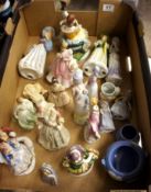 A collection of various pottery figures to include Coalport, bisque etc  (20)