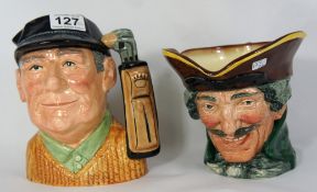 2 Large Royal Doulton Character Jugs Dick Turpin and Golfer D6627 (2)