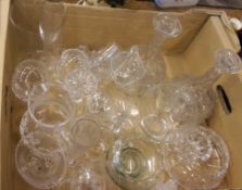 Large of Tray of Mixed Quality Crystal and Glassware consisting Decanters, Jugs, Vases, Brandy