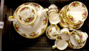 A collection of Royal Albert Old Country Roses dinner & Tea ware to include Tea Set, dinner plates