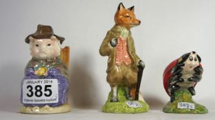 Royal Albert Beatrix Potter figures Mr Tod (base restuck), and This little pig had none and Mother