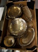 A collection of various silver plated items including dishes, baskets, trays etc