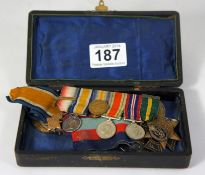 A collection of World War 1 and World War 2 medals.