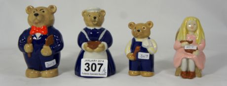 Wade figures Mummy Bear, Daddy bear, Baby Bear, Goldilocks made for the collectors club 1996 (4)