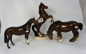 Beswick Grazing Shire 1050 (ear chipped) ,Huntsmans Horse 1484 and Foreign rearing horse (chipped