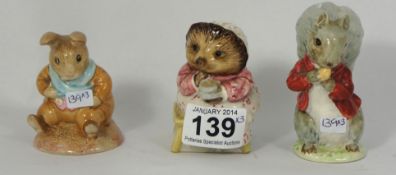 Beswick Beatrix Potter Figures Mrs Tiggywinkle takes tea, Old Mr Bouncer, Timmy Tiptoes BP3B (3)