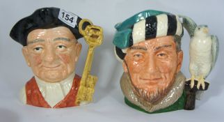 Royal Doulton large character Jugs Goaler D6570 and Falconer D6533  (2)