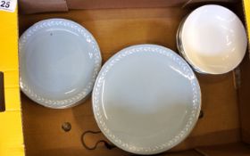 Royal Doulton Aegean Dinner Wares to include Dinner Plates, Side Plates and Soup / Cereal Bowls (