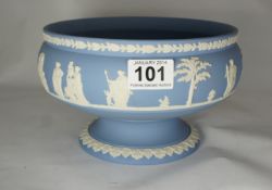 Wedgwood blue Jasperware footed Egg Bowl, diameter 22cm