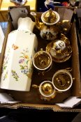 A collection of pottery to include large Aynsley Cottage Garden vase and 15pc Bavarian gold Coffee
