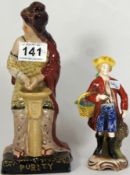 A Reproduction Staffordshire Figure Purity and a Small Unmarked Goebel Figure (2)