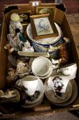 A collection of pottery to include various plates, figures, Dogs,  part Duchess china teaset etc