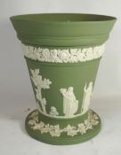 Wedgwood Green Jasperware flower Vase , height 18cm