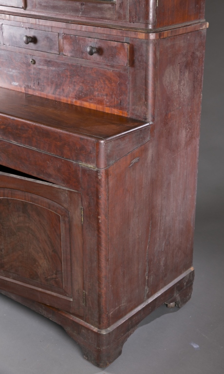 An American flame mahogany secretary by Lewis McKee & Co. c.1830s-40s.. Upper case has 2 glass - Image 6 of 9