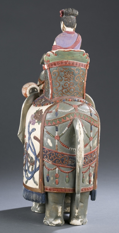 A Ppieced ivory elephant with polychrome painted decoration. - Image 7 of 8