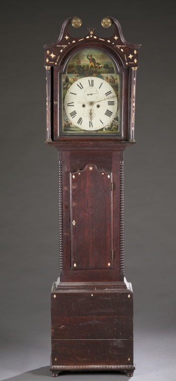 A Scottish tall case clock by P. Feren of Dundee. ca. 1843. Wood painted face of hunt scene with - Image 5 of 5