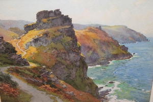 Ernest William Haslehurst (1866 - 1949), watercolour in glazed gilt frame - rocky coastal view, - Image 3 of 3