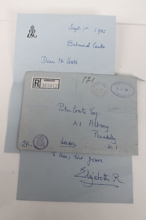 HM Queen Elizabeth The Queen Mother - handwritten two-page letter to a friend, Mr Peter Coats,