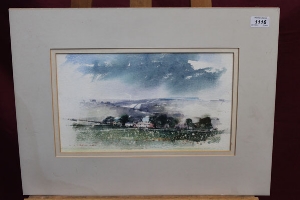 Tom Harland, 20th century watercolour study - Near Ribblehead, signed and inscribed, mounted, 21cm x
