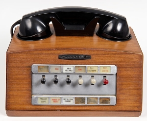 Rare 1960s / 1970s Royal internal dictograph telephone from Buckingham Palace, in teak case, with