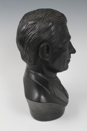 HRH Prince Charles - The Prince of Wales - portrait bust with black finish, signed on reverse - - Image 3 of 4