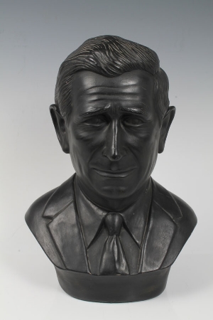 HRH Prince Charles - The Prince of Wales - portrait bust with black finish, signed on reverse -