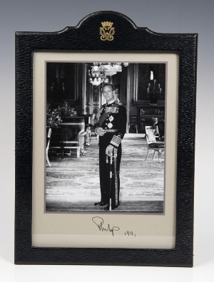 HRH Prince Philip The Duke of Edinburgh - fine signed Presentation portrait photograph of The Duke