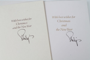 HRH The Duke of Edinburgh - two signed Christmas cards, photograph of HM The Queen and Prince Philip - Image 2 of 3