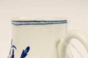 Eighteenth century Worcester blue and white sparrow beak cream jug, printed in the Three Flowers - Image 12 of 12