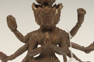 Eastern bronze figure, modelled as a many-armed Goddess, on oval base   CONDITION REPORT  Good - Image 8 of 10