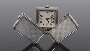 1930s Invicta square Art Deco folding pocket / travelling watch, with silvered dial and Arabic - Image 3 of 4