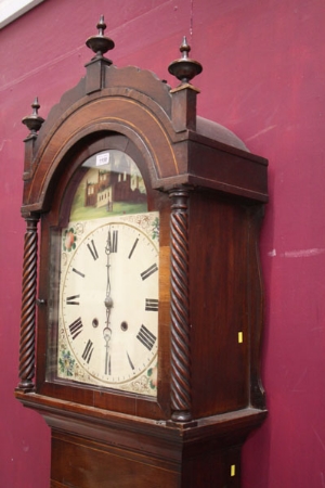 Early nineteenth century eight day longcase clock with eight day bird cage movement with wooden - Image 23 of 26