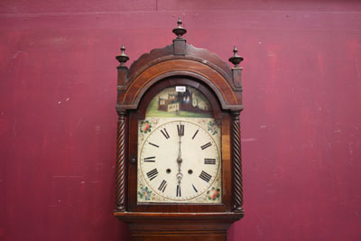 Early nineteenth century eight day longcase clock with eight day bird cage movement with wooden - Image 11 of 26