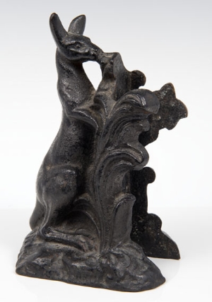 Novelty Victorian cast iron doorstop, modelled as a standing kangaroo - registration lozenge to