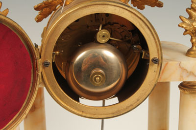 Nineteenth century French three piece mantel clock garniture comprising clock with eight day - Image 5 of 10