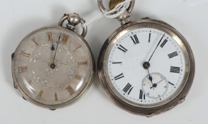 Late Victorian silver cased key wind pocket watch and another keyless pocket watch (2) - Image 3 of 4