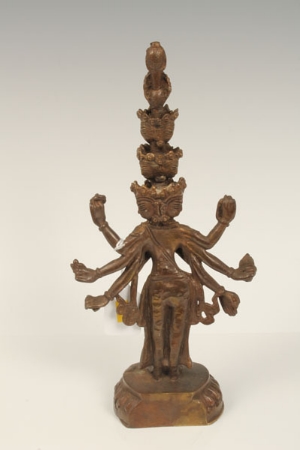 Eastern bronze figure, modelled as a many-armed Goddess, on oval base   CONDITION REPORT  Good - Image 7 of 10