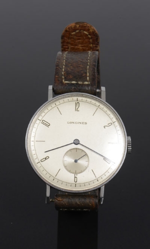 Fine 1950s Longines pilots / officers watch of large proportions, with silvered dial, subsidiary - Image 2 of 2