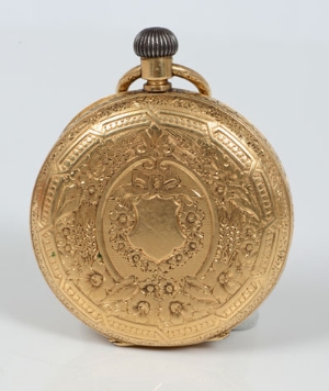Early twentieth century Swiss ladies' gold (18k) fob watch with button-wind movement in engraved - Image 2 of 4