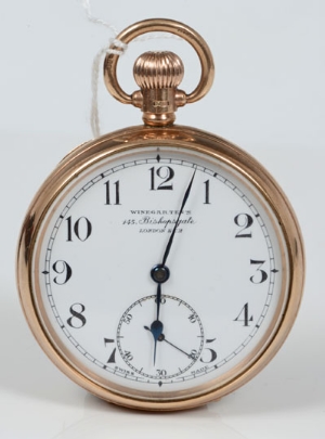 Gentlemen's gold (9ct) open face pocket watch with Swiss fifteen jewel button-wind movement, - Image 2 of 2
