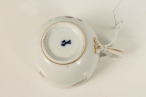 Late nineteenth century Meissen coffee cup, outside decorated with fruits and flowers, entwined - Image 4 of 14