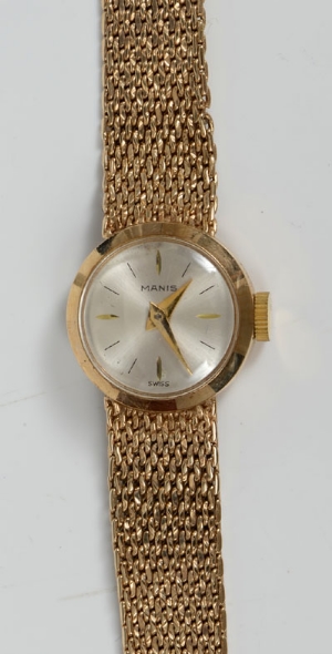 Ladies' Manis gold (9ct) wristwatch on gold bracelet