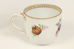 Late nineteenth century Meissen coffee cup, outside decorated with fruits and flowers, entwined - Image 3 of 14