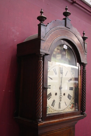 Early nineteenth century eight day longcase clock with eight day bird cage movement with wooden - Image 22 of 26